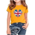 thumbnail image 3 of Bxsruta Girls T Shirts, Summer and Spring British National Flag Printed Fashion Children's Round Neck Short Sleeve School Blouse Printed T-shirt Shirt, Yellow 3 Years, 3 of 5