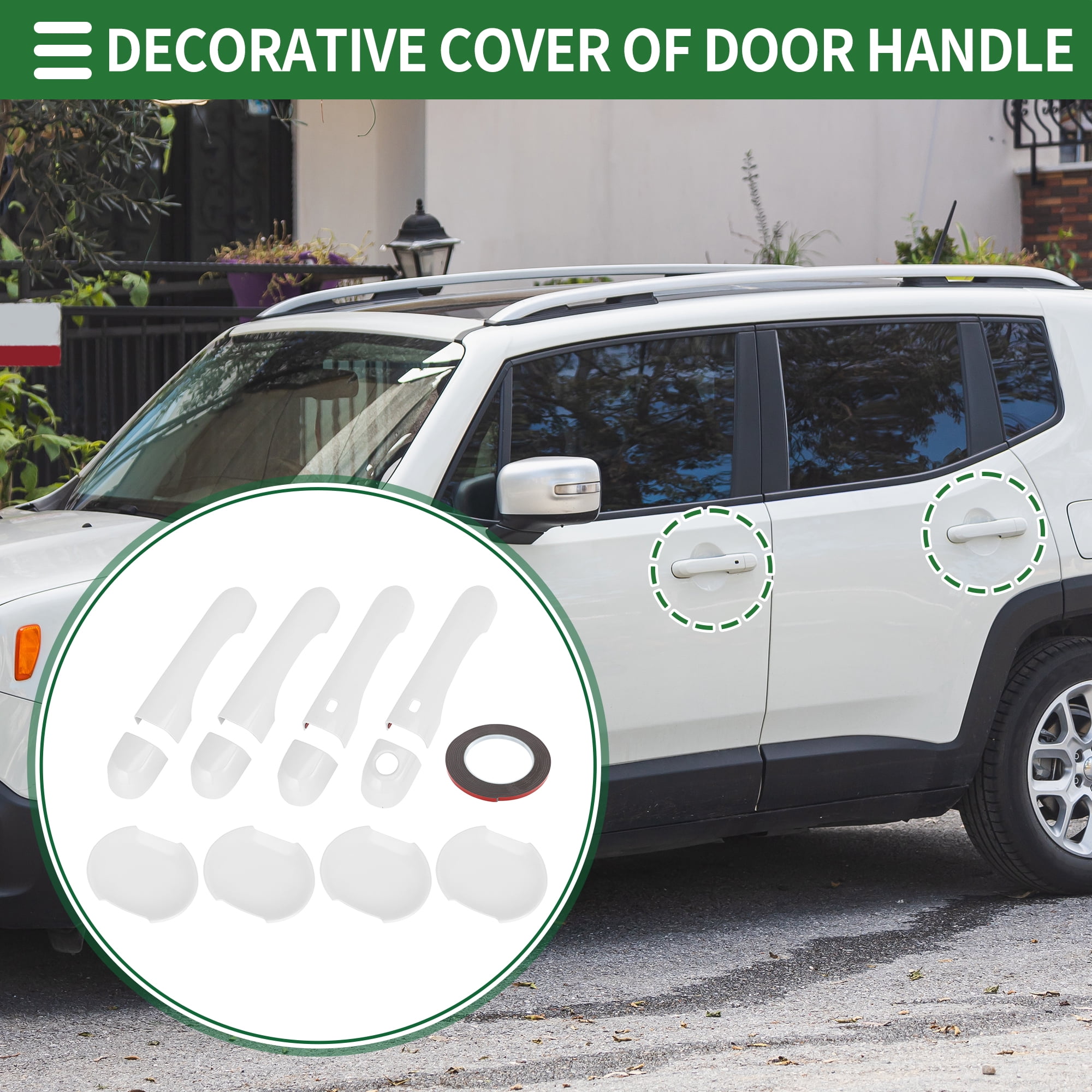 Unique Bargains Exterior Door Handle Cover Set White for Jeep Renegade 2015-2021