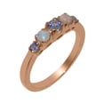 thumbnail image 1 of LBG British Made 14k Rose Gold Natural Tanzanite & Opal Womens band Ring - 33 size options - Size 10, 1 of 7