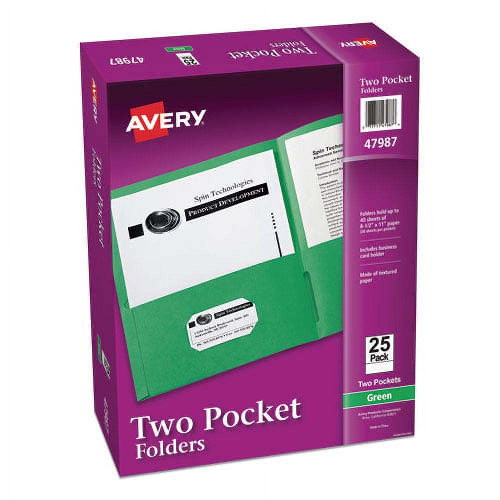 Two-Pocket Folder, 40-Sheet Capacity, 11 X 8.5, Green, 25/box | Bundle of 5 Boxes