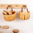 thumbnail image 2 of Promotion Clearance! Handmade Storage Basket Hanging Basket Fruit Basket Bread Basket Organizer with Handle Hand Woven Wood Chip Material, 2 of 6