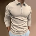 thumbnail image 2 of Men's Polo Shirts Long Sleeve Shirts Khaki L, 2 of 5