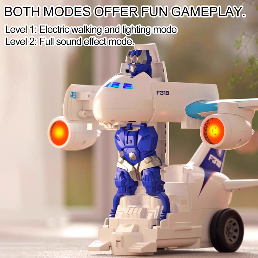 Transformation Airplane Robot Toys Airplane Models with Lights & Sounds Birthday For Childrens Toys Girls Boys Toy Car Gifts 1 Airplane boys, avoidance tech sound and plane boys plane trans