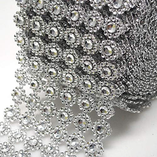 Details about   Rhinestone Ribbon Floral Pattern Faux Diamond Mesh Wrap For Wedding 10 Yards 4" 