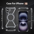 thumbnail image 4 of Magnetic Case for iPhone 16 with 360° Rotating Ring Kickstand, [Compatible with MagSafe] Military-Grade Shockproof All-Metal Bumper with Protective Corners Phone Cover, Gray, 4 of 9