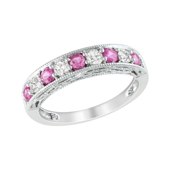 1.25 Carat (Ctw) Lab-Created Pink Sapphire & White Sapphire Ring in Sterling Silver