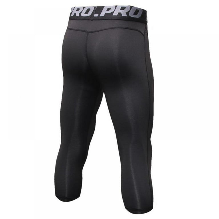 NELEUS Men's Dry Fit Compression Pants Workout Running Leggings Large  Capris: Black(grey Stripe) 3 Pack