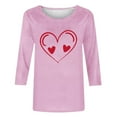 thumbnail image 4 of Ailaofu T-Shirts de la Saint-Valentin à Manches 3/4 Col Rond pour Femmes avec Imprimé Cœur Graphique, 4 of 5