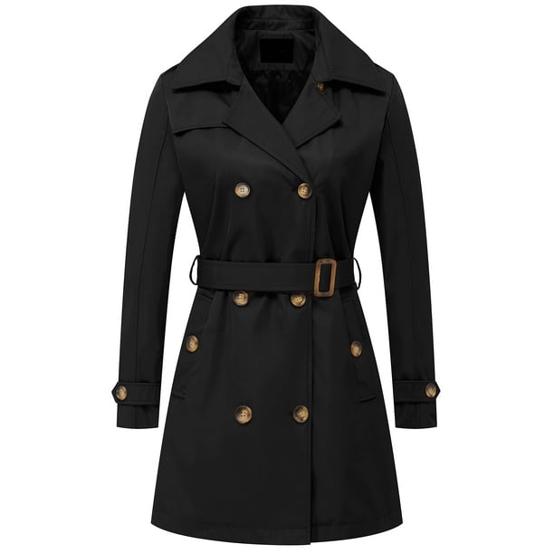 Chrisuno Chaqueta cortavientos con capucha clásica de gran tamaño para mujer, abrigo holgado, gabardina, talla grande, negro, XL