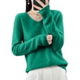thumbnail image 3 of Winter Fall Women Long Sleeve Knitted Sweater Casual Loose V Neck Pullover Sweater Jumper Top Casual Loose Sweater, 3 of 9