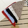 thumbnail image 3 of Rodiuiu Knitted Triangle Scarf with Adjustable Strap, Hollow Crochet Design Headscarf, Multi-Purpose Headband Turban Hair Accessory for Travel And Daily Wear, 3 of 8