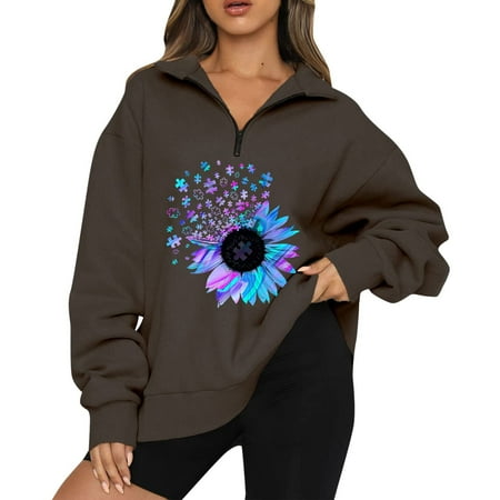 

QIPOPIQ Clearance Women s Blouses Long Sleeves Casual Printing V neck Loose Pullover Sweatshirt Tunic Tops