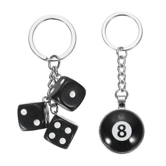 Y2K Cute 8 Ball Keychain With Cherry & Star – Lucky Pool Ball Charm For Keys, Bag, Purse