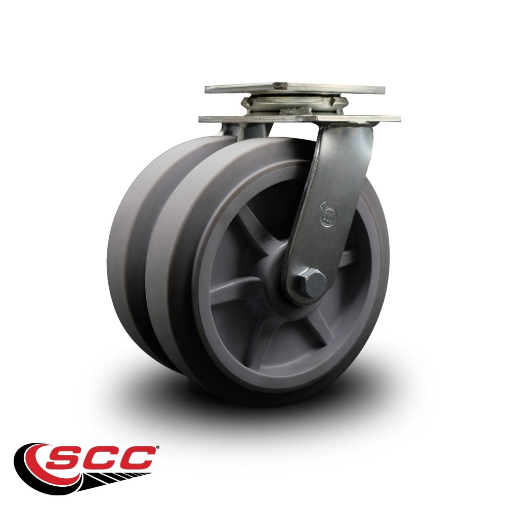 8 Inch Dual Thermoplastic Rubber Wheels Swivel Caster with Roller Bearing SCC