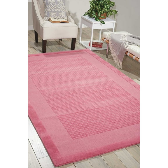Nourison Westport Bordered Solid Pink 3'6" x 5'6" Area Rug, (4' x 6')