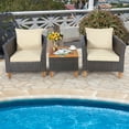 thumbnail image 4 of Gymax 3PCS Patio Furniture Set Conversation Bistro Set w/ Acacia Wood & Cushions Beige, 4 of 10