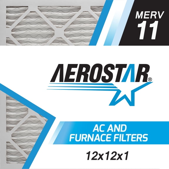 12x12x1 AC and Furnace Air Filter by Aerostar, Model: 12X12X1 M11 - MERV 11, Box of 6