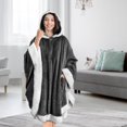 thumbnail image 5 of Npolar Hoodie Blanket Wrap Wearable Hoodie Snuggle Robe Sweatshirt Soft Lined Cuddle Poncho Cape with Hat 2 Pockets Buttons, Grey, 5 of 6