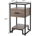 thumbnail image 4 of Qinaqin Marrón Nightstand End Mesa 3-Tier Almacenamiento Cajón Tempered Vidrio Top Steel Frame Easy Assembly para Dormitorio o cm de Profundidadorm, 4 of 7