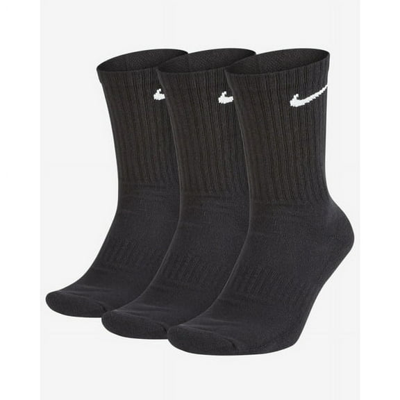 NikeDRI-FIT Everyday Cotton Cushioned Crew Training Socks with Sweat-Wicking Technology (3 Pair), Black, S