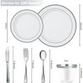 thumbnail image 2 of 600PCS Silver Disposable Plastic Plates, Silver Plastic Dinnerware Set Includes 100 Dinner Plates, Dessert Plate, Cups, Spoons, Forks, Knives for 100 Guests, Perfect for Party, Wedding, Birthday, 2 of 12