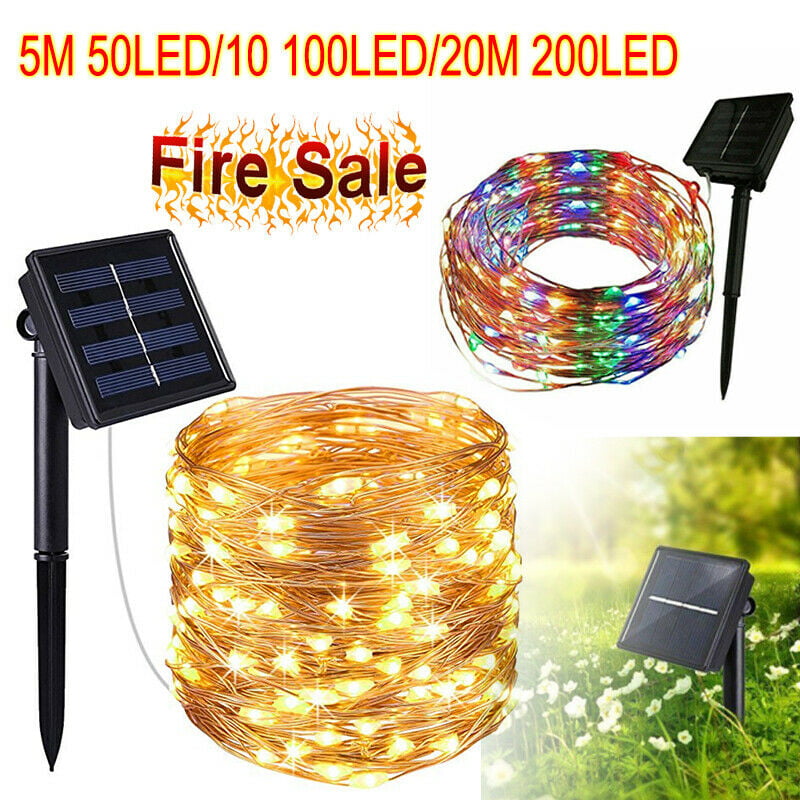 Solar Powered 100 & 200 LED String Fairy Lights Garden Outdoor Xmas Party Lamp 