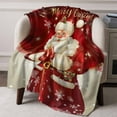 thumbnail image 2 of Vintage Red Santa Claus Christmas Throw Blankets, Merry Christmas Gifts Soft Fleece Blanket Decorative for Home Sofa Couch Chair Living Bedroom, 60x80 inches,, 2 of 8