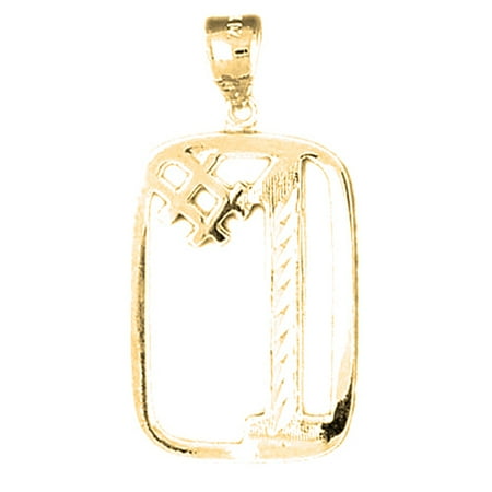 10K Yellow Gold #1, Number One Pendant - 34 mm
