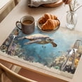 thumbnail image 3 of Ocean Turtle Placemats Set of 8 Retro Coral Reef Illustration Coastal Place Mats Indoor Wipeable Table Mats Washable Cloth Dining Table Placemats for Kitchen Holiday Party Home Decor 13x19 Inch, 3 of 9