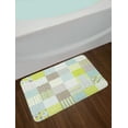 thumbnail image 2 of Geometric Bath Mat, Patchwork Style Ornamental Squares with Various Polka Dots Stripes, Plush Bathroom Decor Mat with Non Slip Backing, 29.5" X 17.5", Avocado Green Pale Sepia, by Ambesonne, 2 of 2