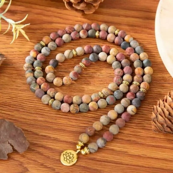 Jasper 108 Mala Bead Prayer Healing Meditation Necklace Bracelet Gifts