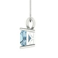 thumbnail image 3 of 2.5 ct Brilliant Princess Cut Solitaire Natural Aquamarine 14k White Solid Gold Everyday Affordable Designer Necklace Pendant with 16" Chain, 3 of 7