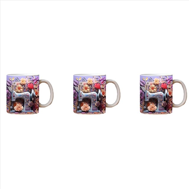 3X Nueva Pintada de Costura 3D Espacial Creativa 3D Regalo de Navidad Tazas de DecoracióN para el Hogar Tazas de Café DecoracióN y ExhibicióN de la HabitacióN B