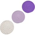 thumbnail image 4 of Juego de agarraderas y salvamanteles de hilo 100 % algodón puro (juego de 3) Posavasos elegantes, almohadillas para calentar alimentos, tapetes para calentar alimentos, reposacucharas para cocinar, 4 of 5