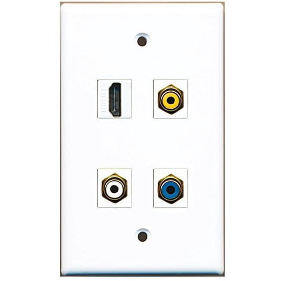 RiteAV - 1 Port HDMI 1 Port RCA White 1 Port RCA Yellow 1 Port RCA Blue Wall Plate