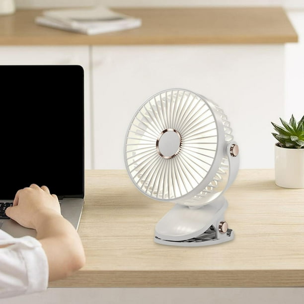 Mini ventilador con Clip para escritorio, dormitorio, USB, ventilador portátil de 5 velocidades, rotación 720, para viajes, interiores y exteriores, m blanco Macarena Clip en el ventilador