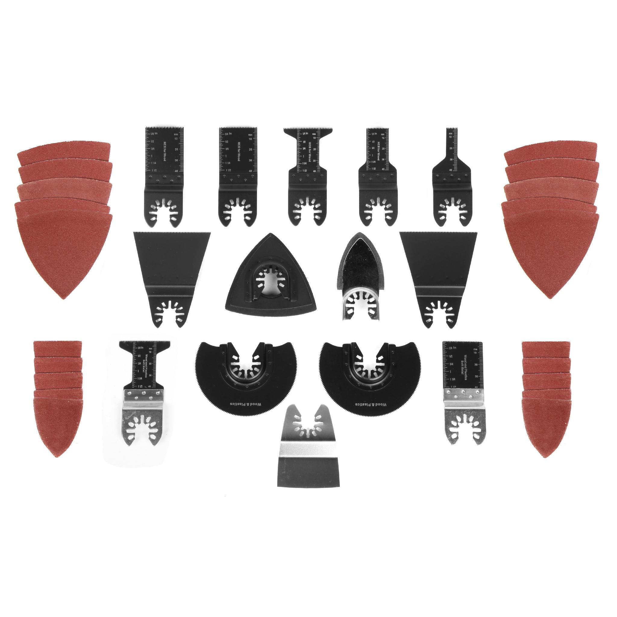WEN 34-Piece Oscillating Multi-Tool Accessory Set with HCS Blades, Bi-Metal Blades, Sanders, and Scraper