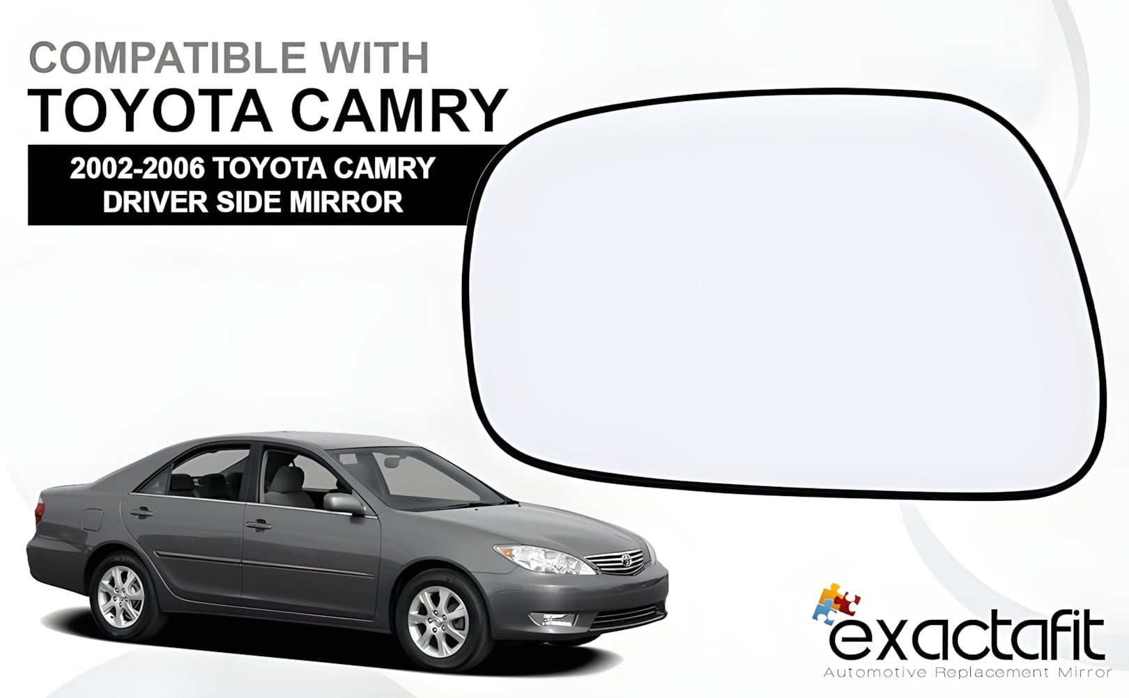 Rugged TUFF Driver Side Mirror Glass Replacement for 2002-2006 Toyota Camry (Non-Heated)