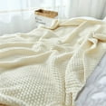 thumbnail image 4 of Machine Washable Throw Blanket, Classic Knitted Design Soft and Breathable Blanket for All-year Comfort, Multi-functional Use, 100% Cotton, 50" x 60", 4 of 6