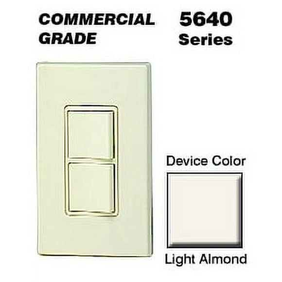 Leviton 5640-T 20 Amp, 120/277 Volt, Decora 3-Way / 3-Way AC Combination Switch, Commercial Grade, Grounding, Light Almond