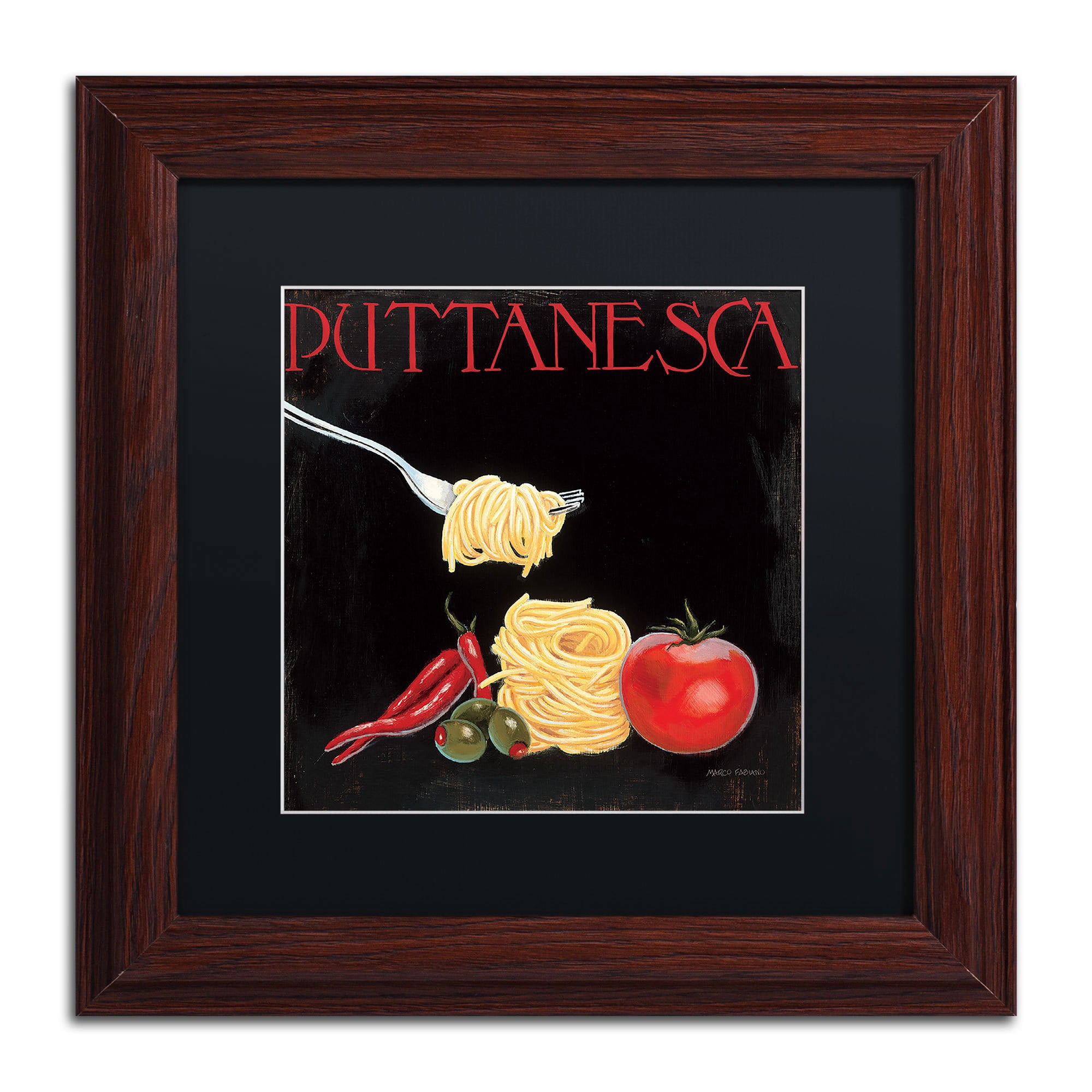 Trademark Fine Art "Italian Cuisine I" Canvas Art by Marco Fabiano Black Mat, Wood Frame