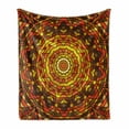 thumbnail image 1 of Celtic Soft Flannel Fleece Blanket, Circular Round Celtic Motif with Spiral Turning Lines in Contrast Colors Victorian, Cozy Plush for Indoor and Outdoor Use, 60" x 80", Red Yellow, by Ambesonne, 1 of 6