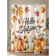 thumbnail image 4 of Fall Shower Curtain Orange Pumpkin Shower Curtains for Bathroom Thanksgiving Decor, Waterproof Polyester Shower Curtain Set with Hooks, Stall Long 36" x 72" Maple Leaves Hello Autumn Beige, 4 of 6