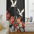 thumbnail image 5 of Peony White Bird Sheer Curtains 84 Inches Long, Black Farmhouse Retro Japanese Floral Light Filering Curtains, Breathable Simi Curtain Privacy Drapes for Living Room Bedroom Window Treatment, 5 of 8