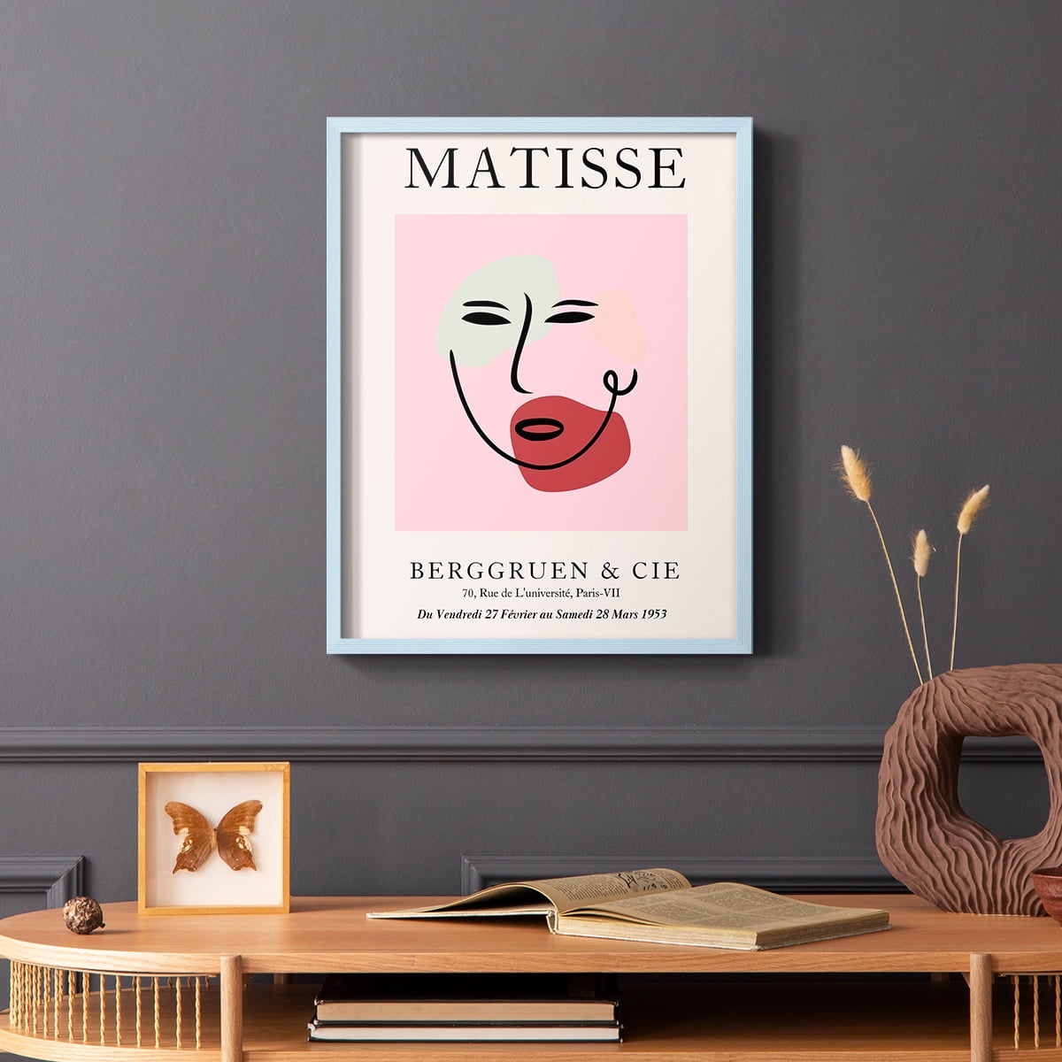 Matisse CDXCV in Blue Solid Wood Framed Print No Nail Hanging