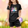 thumbnail image 2 of ibiyuan Girls Clothing 2 Piece Summer Set Easter Holiday Printed Short Sleeve T-Shirt and Shorts Pajama Set for Kids Boys and Girls,4-5 Years,Black, 2 of 4