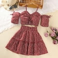 thumbnail image 2 of Tfken Toddler Outfits Sets For Girls Red Size 9-10 Years Short Sleeve Off Shoulder Solid Color Tops With Skirts 2 Pieces Summer Comfortable Fashion Clothing Sets, 2 of 9