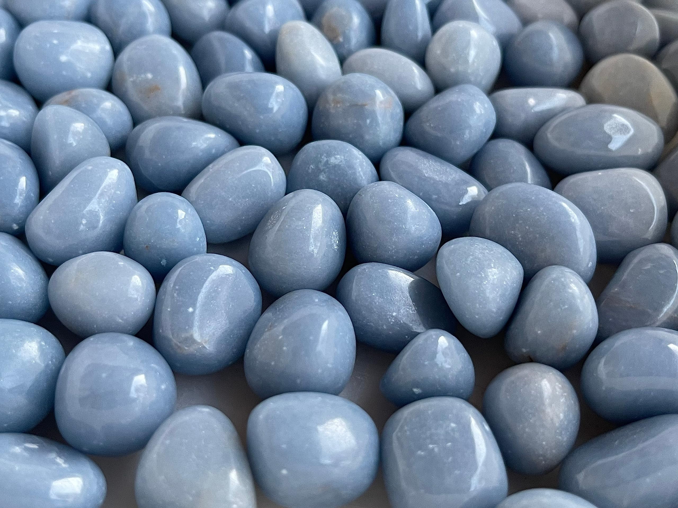 Angelite Tumbled Stones, Polished Angelite Gemstone, Angelite Healing Crystals (Angelite, 0.5 Pound)