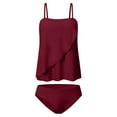 thumbnail image 5 of MGDXOX Women's Tankini Swimsuits Two Piece Bathing Suits Wrap Strapless Tankini Tops Bandeau Bathing Suit Blouson Swimsuit Wine XXXXL, 5 of 6