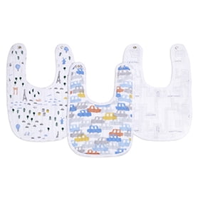 aden + anais 100% Cotton Muslin Feeding Baby Bib, 3pk Boys